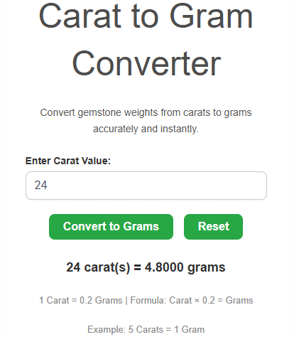 carat to gram converter example image
