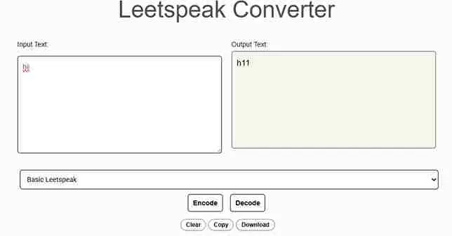 Leetspeak Converter example image