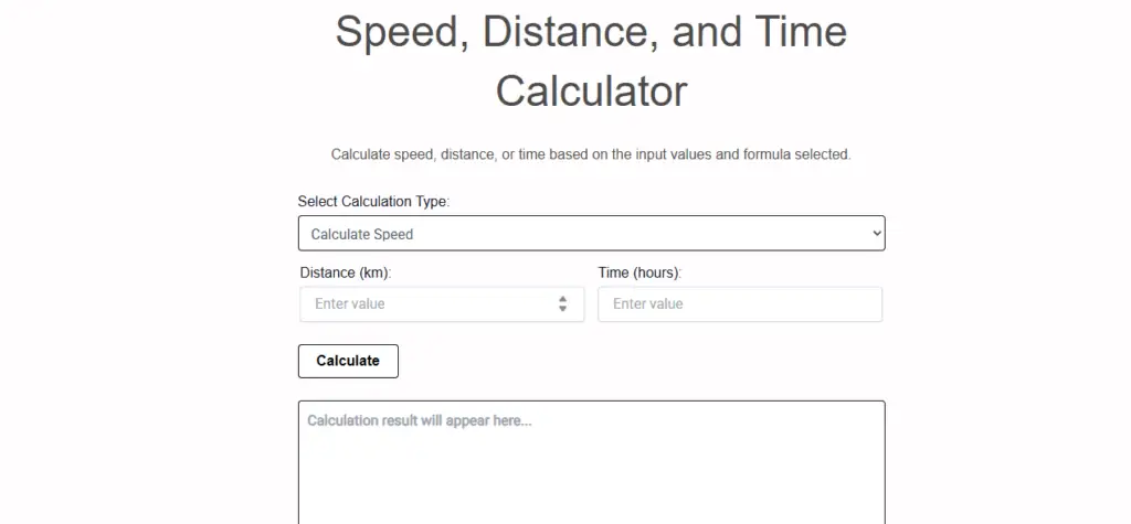 Speed Distance Time Calculator