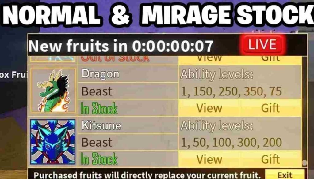 Blox Fruit Stock Mirage example image